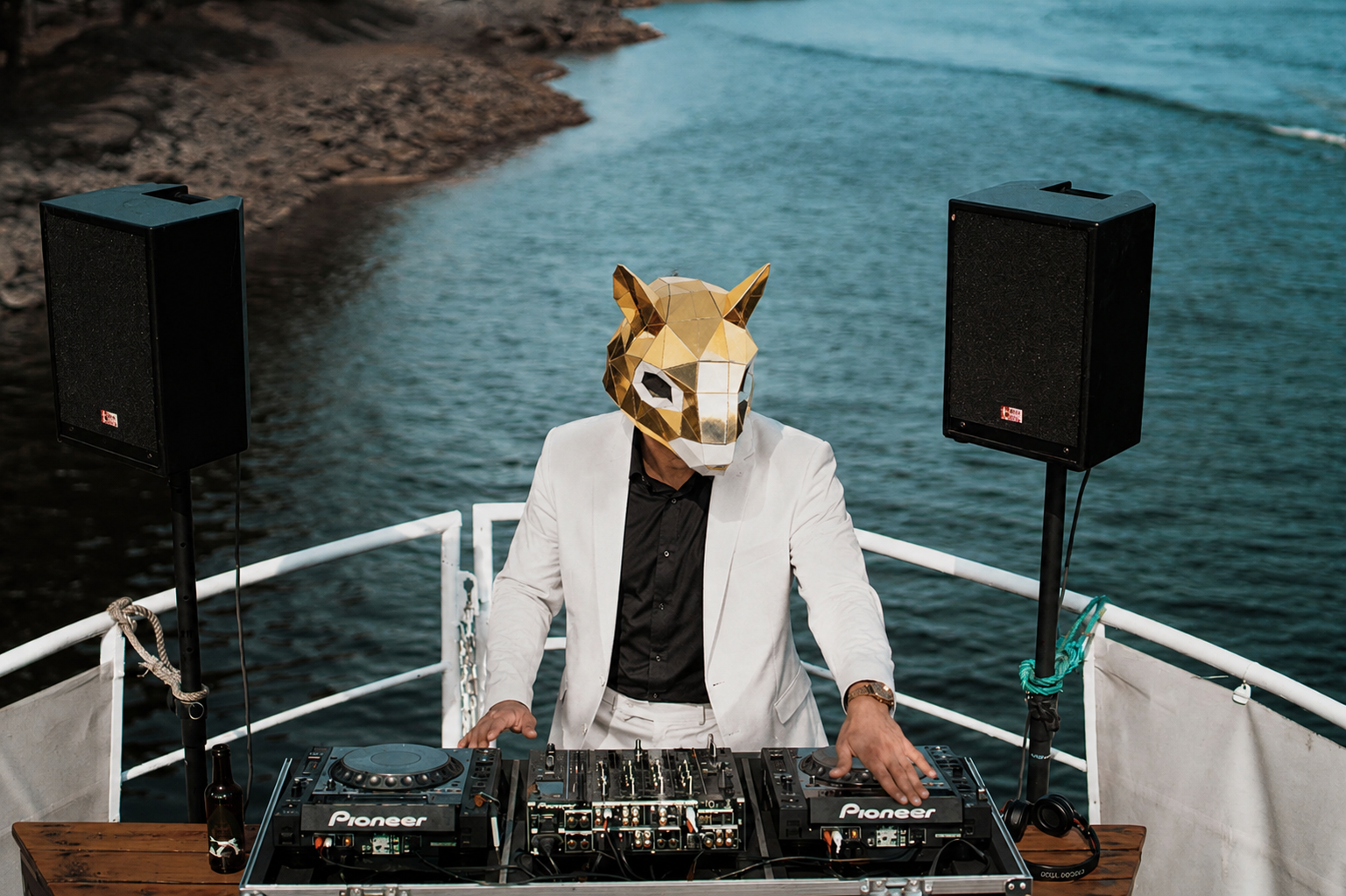 DJ Squirrelli performing on a yacht deck